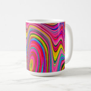 Caneca De Café Amarelo Alucinante, Vermelho e Azul Arte Abstrata
