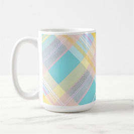 CANECA DE CAFÉ AMARELO AZUL ROSA ROXO XADREZ PÁSCOA PADRÃO