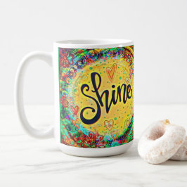 Caneca De Café Amarelo Bonito Inspirador Brilhante Floral Brilhan