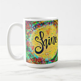 Caneca De Café Amarelo Bonito Inspirador Brilhante Floral Brilhan