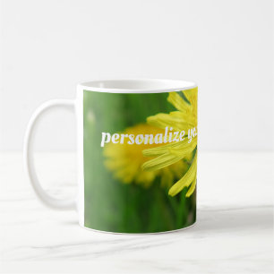 Caneca De Café amarelo, borboleta, planta, dandelion, prado,