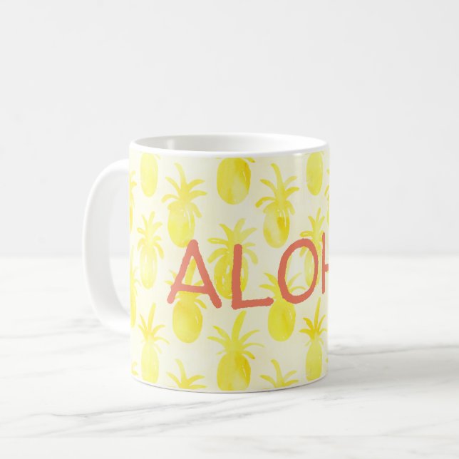 Caneca De Café Amarelo de abacaxi (Frente Esquerda)