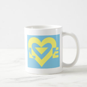 Caneca De Café Amarelo de Amor em Azul
