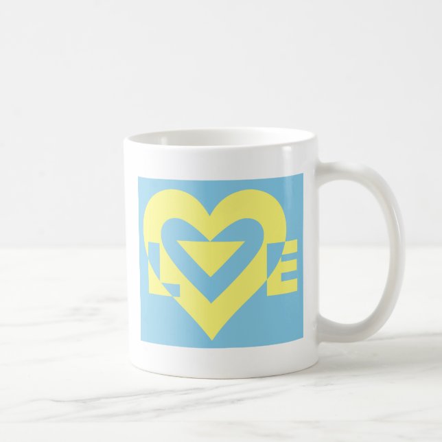 Caneca De Café Amarelo de Amor em Azul (Direita)