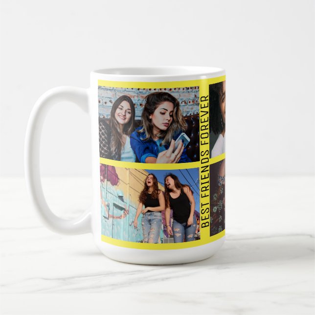 Caneca De Café Amarelo de Colagem Personalizada para Melhor Amigo (Esquerda)