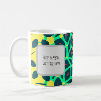 Caneca De Café Amarelo de Teal Gráfico, Pêssego, Azul, Padrão Ver