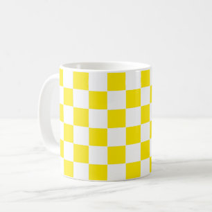 Caneca De Café Amarelo e branco verificados