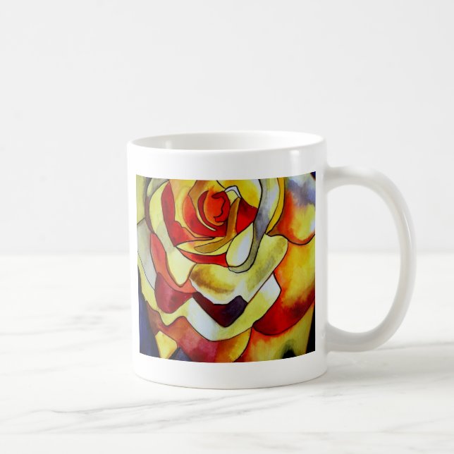 Caneca De Café Amarelo Freesia aquarela flor de arte original (Direita)