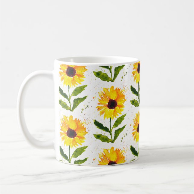 Caneca De Café Amarelo Girassóis Castanho Rústica Cadeado Floral (Esquerda)