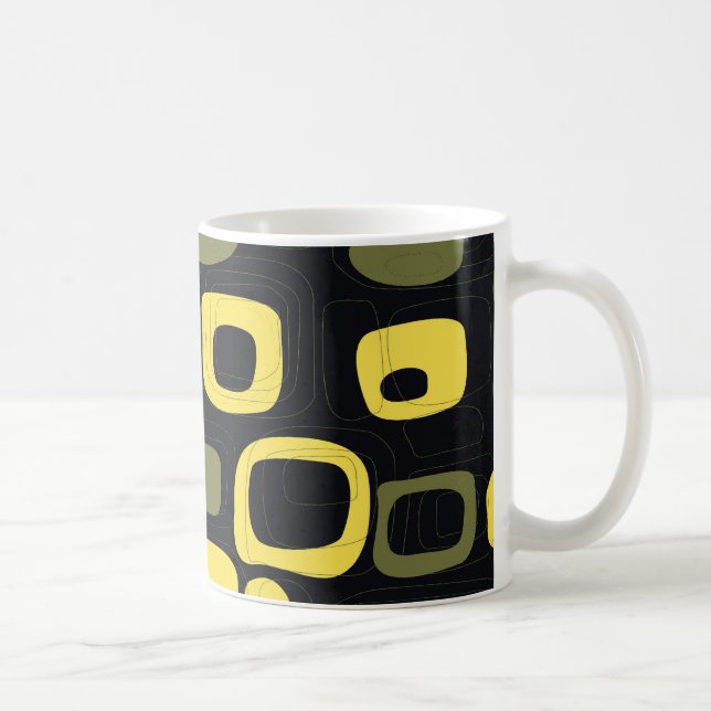 Caneca De Café Amarelo, Limão, Abstrato preto (Direita)