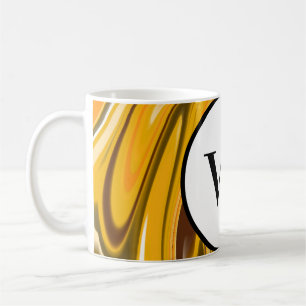 Caneca De Café Amarelo Preto mármore de derramamento acrílico adi