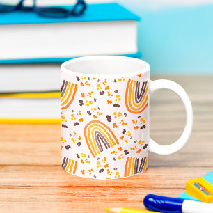 Caneca De Café Amarelo Roxo Abstrato Arco-íris Aquarela Retro