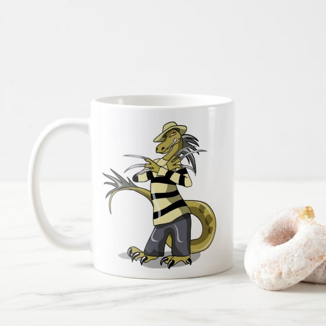 Caneca De Café Amargasaurus Sendo Freddy Krueger. (Com Donut)