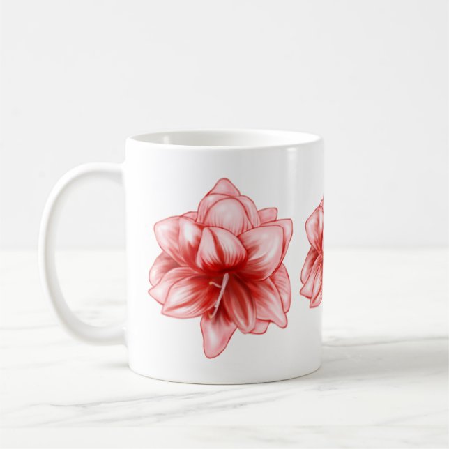 Caneca De Café Amarilis branco e rosa ilustrados (Esquerda)
