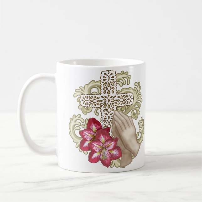 Caneca De Café Amaryllis Com Cruz Cristã (Esquerda)