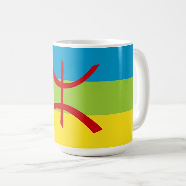 Caneca De Café Amazigh Flag Gift Berber Flag Kabyles (Frente Esquerda)