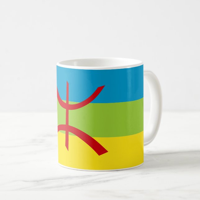 Caneca De Café Amazigh Flag Gift Berber Flag Kabyles (Frente Esquerda)