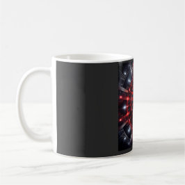 Caneca De Café Amazing Red/Black Checkered Mandelbrot Starbursts