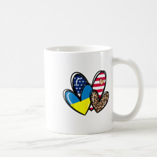 Caneca De Café Ame a Ucrânia EUA Bandeira Americana Coração Leopa