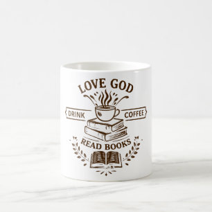 Caneca De Café Ame Deus Beba Café Leia Livros