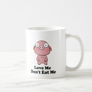 Caneca De Café Ame-me Não Coma Design de Porcos