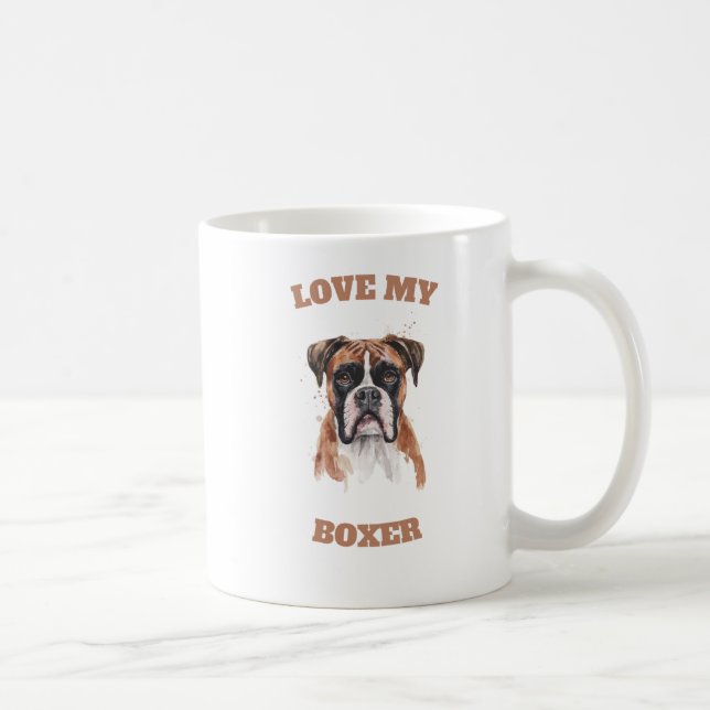 Caneca De Café "Ame Meu Cachorro Boxer (Direita)