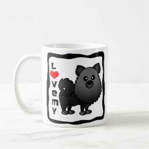 Caneca De Café Ame meu Pomeranian - preto