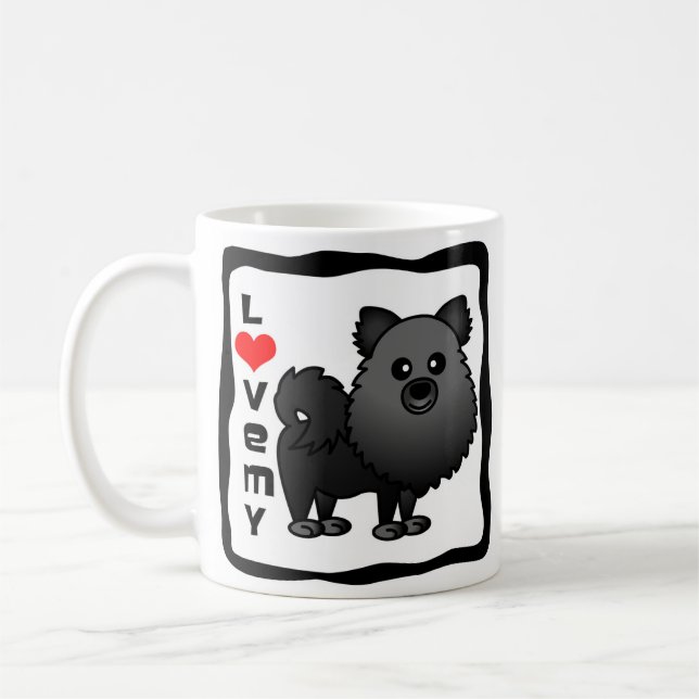Caneca De Café Ame meu Pomeranian - preto (Esquerda)