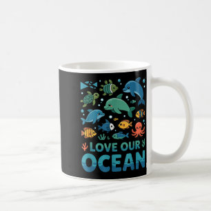 Caneca De Café Ame nosso oceano - animais marinhos vida marinha