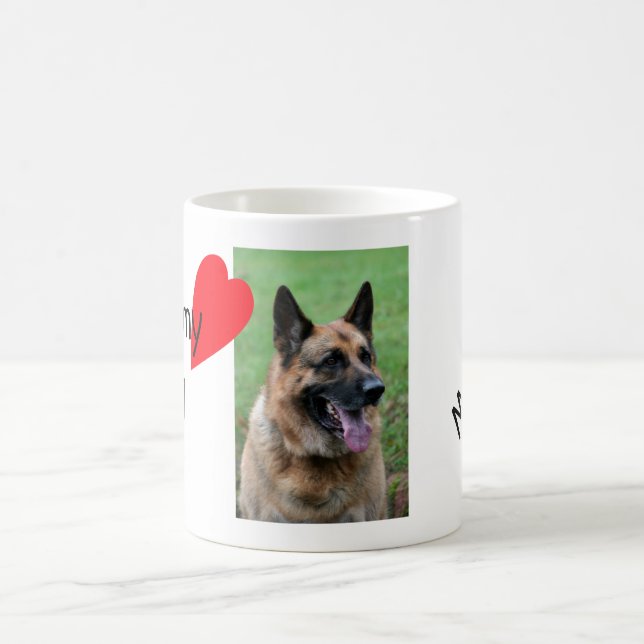 Caneca De Café Ame o meu cão, com o seu nome, o seu cão (Centro)