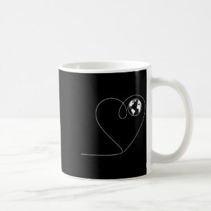 Caneca De Café Ame o planeta terra coração globo minimalista
