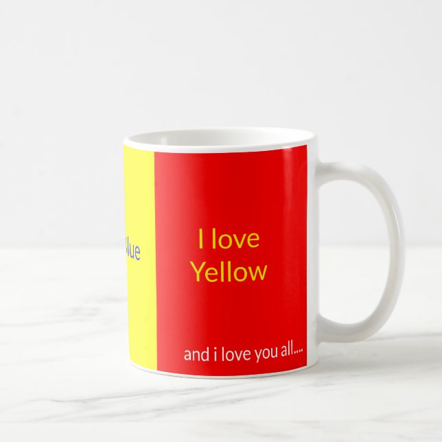 Caneca De Café Ame Red Blue Yellow e todos vocês Mug (Direita)