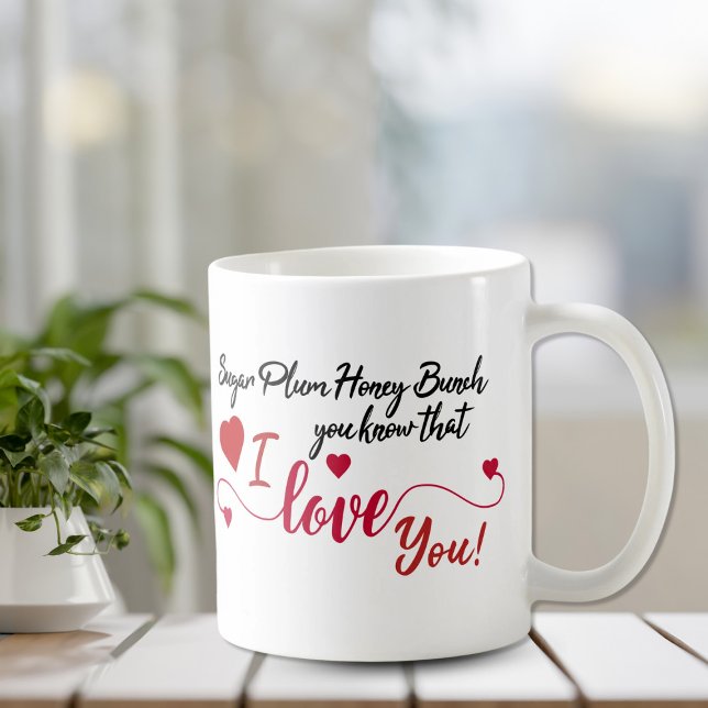 Caneca De Café Ameixa Doce, Querido, Eu Te Amo (Criador carregado)