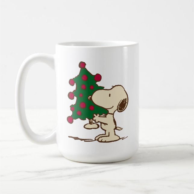 Caneca De Café Amendoins | Árvore de Natal de Snoopy (Esquerda)