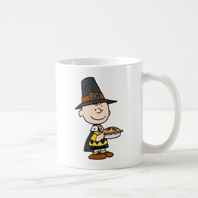 Caneca De Café Amendoins | Charlie Brown Pilgrim (Direita)
