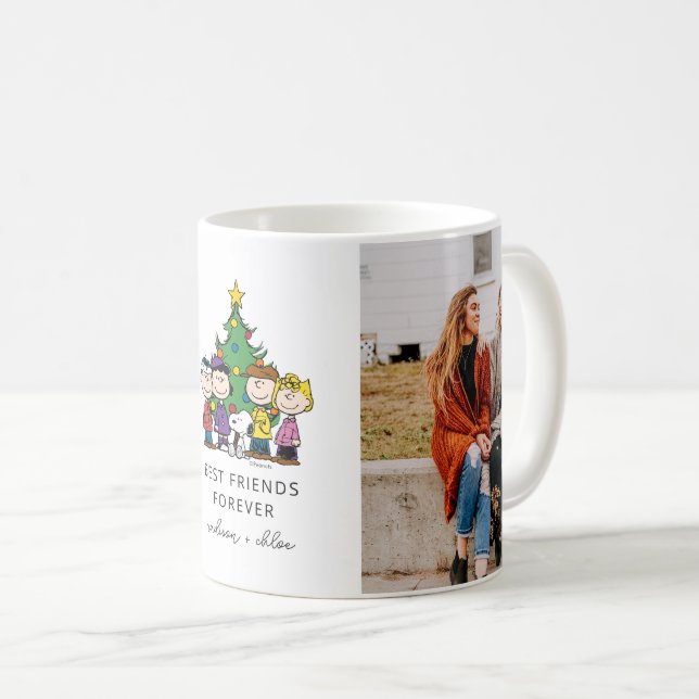 Caneca De Café Amendoins de Natal | Foto dos melhores amigos (Frente Esquerda)
