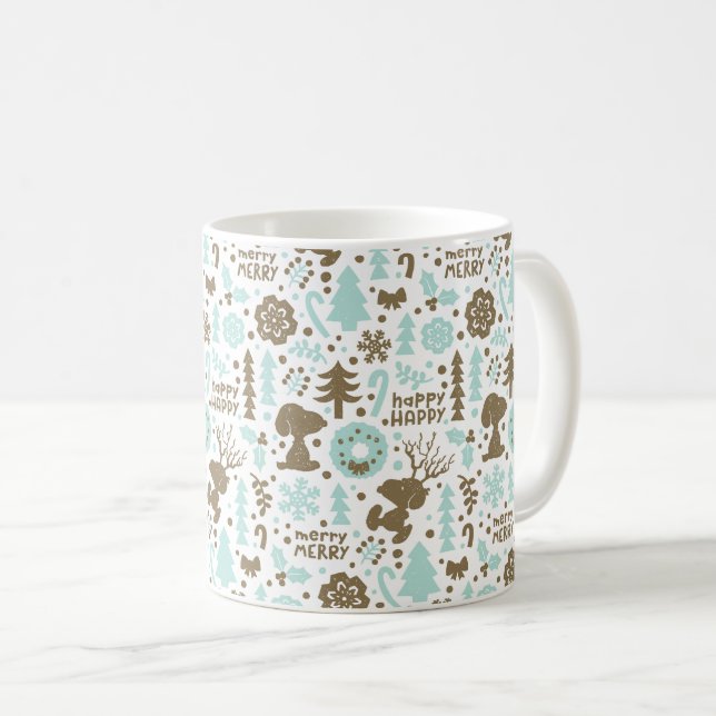 Caneca De Café Amendoins | Padrão de Natal Snoopy Frosty (Frente Esquerda)