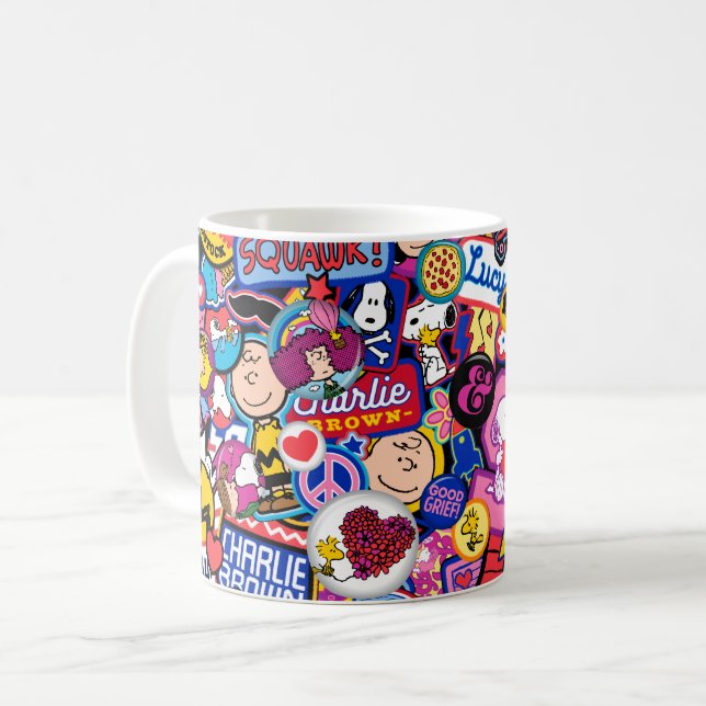 Caneca De Café Amendoins | Padrão de patch de fita mista (Frente Esquerda)