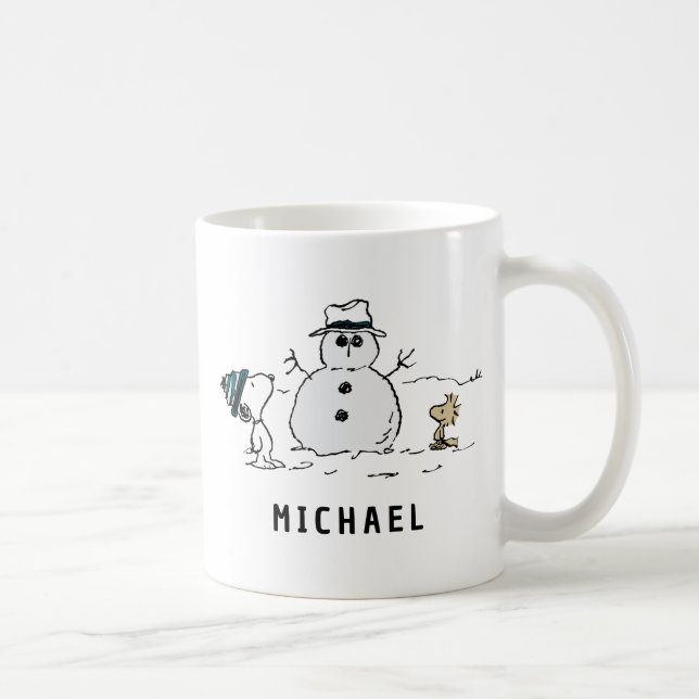 Caneca De Café Amendoins | Snoopy & Woodstock Snowman | Adicionar (Direita)