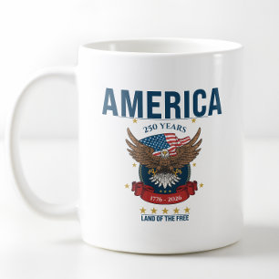 Caneca De Café América 250 Anos Terra Livre Patriótico