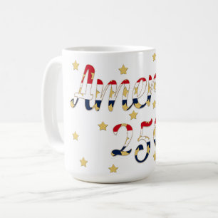 Caneca De Café América 250 vermelho branco azul dourado
