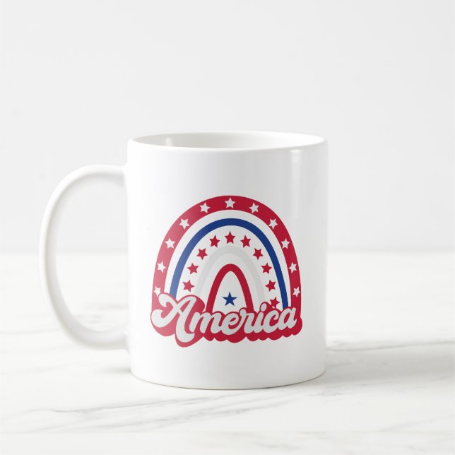 Caneca De Café América Boho Rainbow 4 de julho de 1776 (Esquerda)