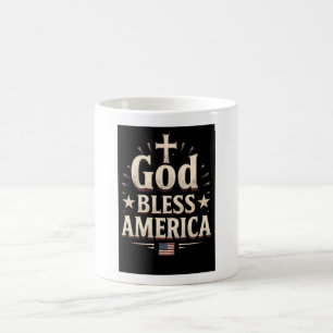 Caneca De Café América deus abençoe - Cristão Patriótico Vintage