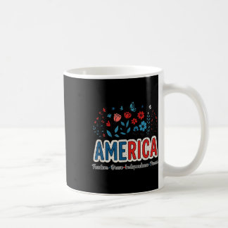 Caneca De Café América EUA Merica 4 de julho Quarta Flores Floral