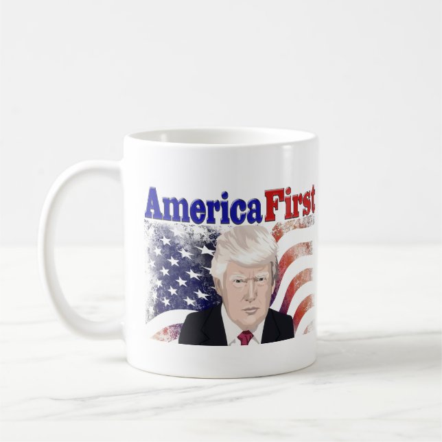 Caneca De Café América Primeiro Trump - estrelas e stripes (Esquerda)