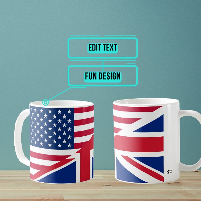 Caneca De Café American and British Merged Flag Mug (This design combines the USA stars and stripes with the aspects of the Union Jack.)