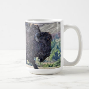 Caneca De Café American Bison Roaming no Grassland Setting
