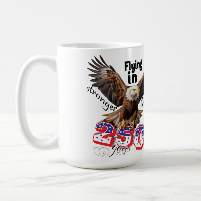 Caneca De Café American Bold Eagle Patriotioc USA 250 Years (Esquerda)