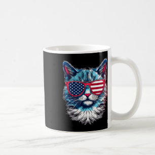 Caneca De Café American Cat Sungles Usa Flag 4 De Julho Cat Grap