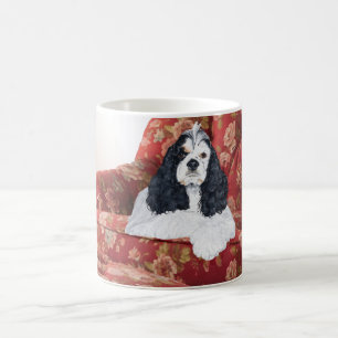 Caneca De Café American Cocker Spaniel na Cadeira Vermelha